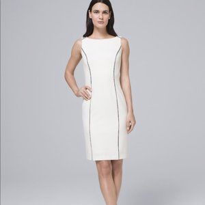 White Piped Sheath Dress - WHBM